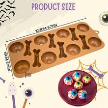 Halloween Silicone Molds - 3D Bone & Eyeball Moulds For Chocolate, DIY Halloween Candy, Gummy & Cake Decoration