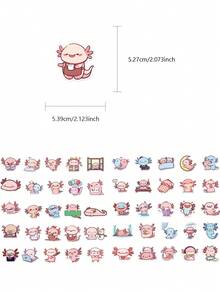 50 件/套可爱墨西哥钝口螈装饰贴纸，适用于马克杯、笔记本、手提包、礼品盒、节日礼物、派对用品、信封 - 彩色 - 查看 7