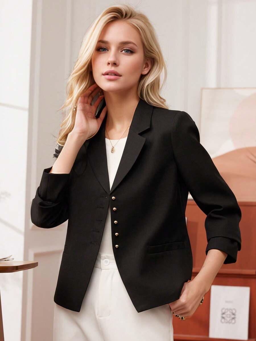 女士时尚休闲西装外套，高品质别致风格，2025 年春秋季新品