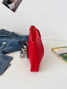 小信封形编织手提包，复古风格女包 - 紅色 - 查看 8