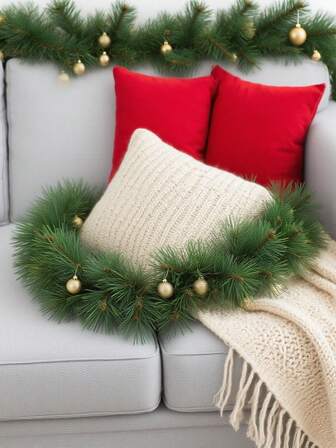 1roll Christmas Fur Strips Artificial Wreath Green Rattan Wedding Party Decoration Best Gifts Birthday Graduation Home Decor Christmas Decorations Room Decor Christmas, Party Gifts, Couples Gifts