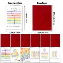 12pcs, Unique Assorted Watercolor Birthday Cards With Envelopes - Designs For Birthday - Gift Cards For Anyone