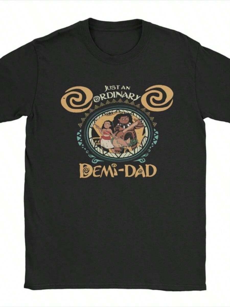 Funny Moanas Maui Stronge T Shirts Men Cotton Vintage T-Shirt Crew Neck Just An Ordinary Demi Dad Tees Short SLeesve Clothing Gift - 黑色 - 查看 1