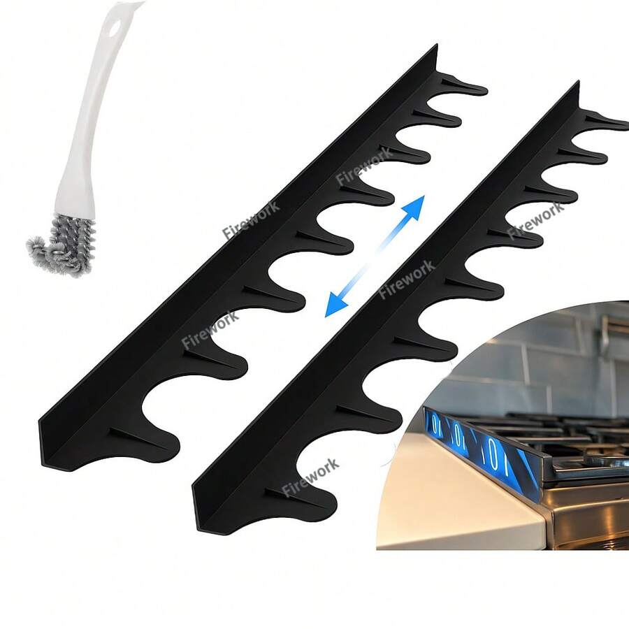 3pcs Stove Counter Gap Cover 21 Inch Silicone Stove Gap Filler Strip Heat Resistant Cooktop Space Guard Anti-Slip Non-Tacky Easy Clean