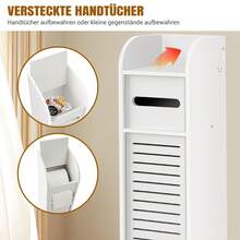 Rigogo 4-Tier Tall Bathroom Cabinet With Door & Drawer - Floor Standing Storage Organizer With Toilet Roll Holder & Shelves | Slim Design For Toilet, Bathroom, Kitchen | Freestanding, Easy Assembly, L 16 Cm X W 17 Cm X H 81 Cm - 白色 - 查看 3