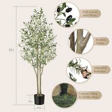 ALUPSSUC Artificial Olive Tree - 4-7FT(48in-84in) Tall Faux Silk Plant With Natural Wood Trunk & Lifelike Fruits - Perfect For Modern Home, Office, Living Room Floor Decor - màu xanh lá - Xem 14