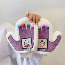 1 Pair Cute Dopamine Fully Covered Gloves, Warm Thermal Lined Thick Winter Gloves For Women, Students, Cycling, Cold Weather Protection