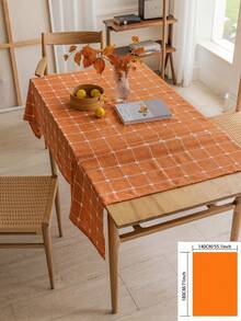 1pc Rustic Orange Plaid Tablecloth, High-Quality Versatile American Country Style Vintage Minimalist Kitchen Decor Rectangular Tablecloth For Family Gathering, Birthday Party, Dinner - Orange - View 18