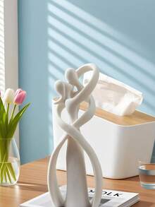 Abstract Romantic Couple Sculpture Modern Art Statue, Minimalist White Resin Lovers Figurine Ornament For Home Decor, Creative Intimate Lovers Shape Decorative Accent, Perfect Valentine's Day Anniversary Housewarming Gift For Bedroom Living Room Tabletop Decoration Suitable For Room Decoration, Home Decoration, Birthday Decoration, Kitchen, Wedding, Bedroom Decoration, Living Room Decoration, Gift, Party Decoration