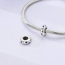 1 pieza Encanto de cuentas de silicona con diseño de huella de gato perezoso, lazo y circonita cúbica brillante en color plateado, accesorio versátil y clásico apto para hacer pulseras, collares y pendientes de joyería DIY para mujeres y niñas