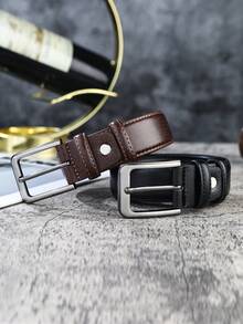 1条男士商务真皮皮带，针扣式，时尚牛仔裤腰带 - 針扣腰帶 - 查看 2