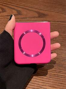 Luxury Solid Color Skin Friendly Frosted CD Pattern Magnetic Phone Case Compatible With Samsung Galaxy Z Flip 7 6 5 4 3 Support Wireless Charging Matte Folding Protect Back Cover - Hot Pink - View 5