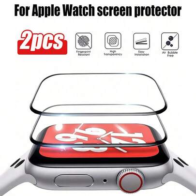 ZYONS 2片装3D曲面边缘屏幕保护膜，兼容 49mm 46mm 45mm 42mm 40mm 44mm Ultra 3 SE 3 Series 11 10 9 8 7 [新款]，柔软高清透明PMMA保护膜，防刮花，触控灵敏