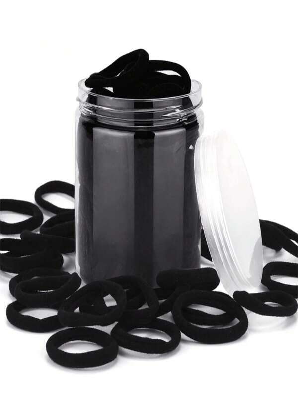 50pcs/ Girls' Basic High Elasticity Hair Ties For Ponytail, Hairstyle (Assorted Colors) Casual Women's Solid Casual Headband, Business Trip Bathroom Hair Washing Rope Headband, Black Headband, High Elasticity Rubber Band