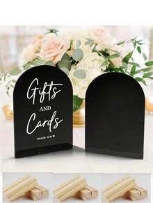 15 piezas de placas de acrílico en blanco con soportes de madera, soportes de tarjetas de señalización arqueada para mesa, adecuados para bodas, fiestas de cumpleaños, decoración de tarjetas de lugar de hotel