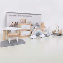 迷你家具木制厨房卧室浴室过家家仿真娃娃屋儿童玩具家具摆件 - 彩色 - 查看 13