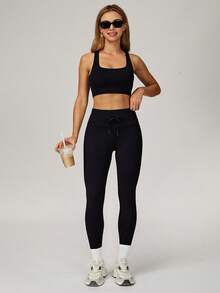 MASKERT Women'S Yoga Fitness Casual Drawstring Slim-Fit Sports Long Pants For Running, High-Waisted, Quick-Drying, Hip-Lifting Yoga Pants Tights