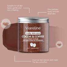 Viareline Body Exfoliating Scrub Cream Coconut/Grapefruit/Cocoa & Coffee Flavor | Sea Salt Particles Gentle Cleansing Hydrating Remove Dead Skin Improve Dry Rough Oil Control Tender Smooth Brightening Soften Skin Refreshing Scent Make Skin Elastic Bathing Body Care - Ca cao và cà phê - Xem 8