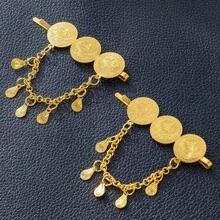 1件复古金币流苏链发夹，中东/灵感个性化设计刘海发夹，情人节配饰，婚礼发饰 - 金色 - 查看 3