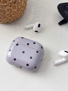 Purple Polka Dot 3D Button Earphone Case With Shell Pendant Compatible With Apple 1/2/5 - Purple - View 3