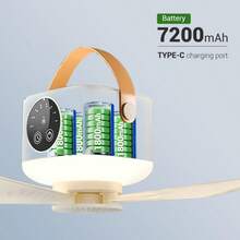 Electric Camping Ceiling Fan 3600/7200mAh Dormitory Small Fan With Light Mosquito Pads 1-8h Timming 4 Speed Outdoor Home Tripod Desktop Fan