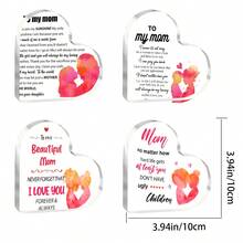 1pc Dearest Mom, Mother's Day Transparent Acrylic Heart Souvenir Gift, Mother And Daughter Pink Silhouette, Best Birthday Gift For Mom, Best Holiday Gift - Ornaments - View 14