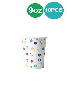 10 piezas Suministros para fiesta de cumpleaños con estampado de pata de perro, incluye platos, vasos, servilletas y mantelería desechables con estampado de pata de perro para decoración de fiesta con tema de cachorros, picnic al aire libre, fiesta familiar, fiesta con amigos, decoración de cumpleaños, suministros para fiesta desechables, suministros para fiesta festiva