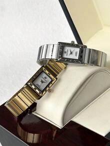 Pablo Raez 1 件奢华梦幻女士手表夏季配饰女士手表复古矩形银饰不褪色原创迷人礼服手表 18K 金不锈钢表带 IPS 方形罗马数字表壳优雅顶级全新 AAA 设计石英复古女士手表