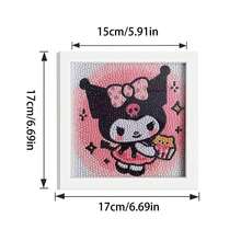 5D Diamond Painting Kit With Frame, Cute Cake Kuromi Hello Kitty, DIY Desktop Art, Best Birthday Gift - Rose Red - View 9