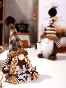 1pc Christmas Decor/Coffee Table Ornament Khaki Faceless Doll Gnome Figurine/Home Decoration - Multicolor - View 7