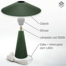 Umbrella Table Lamp Bedside Lamp 110V/220V Bedroom Living Room Office - Màu be - Xem 3