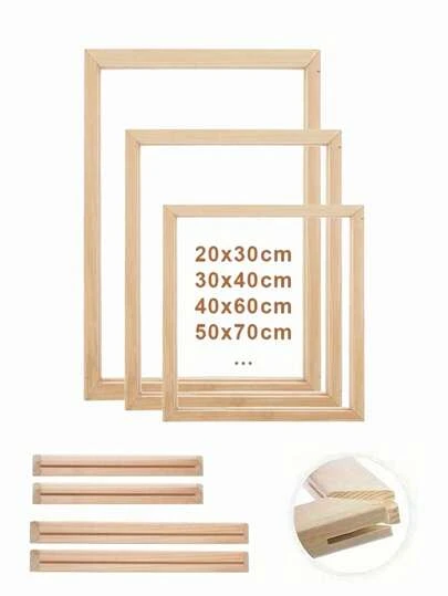 一套DIY木框套装，尺寸40*60厘米/15.75*23.62英寸，可选尺寸：30x40厘米、25x35厘米、35x55厘米、35x45厘米、40x50厘米，松木制成，适用于油画、墙面艺术、钻石画、绘画练习等。