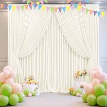 4 Panels Ivory Backdrop Curtains Wedding Party Wrinkle Backdrops Curtain Drapes Fabric Decorations Photo Back Drop Cloth Shower Photography Stage Reception 20ftx 12ftH - 5'(W) x 12'(H), 4 tấm + Ngà - Xem 4