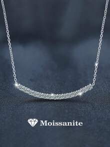 1pc Luxury 925 Sterling Silver 1.5 Carat Moissanite Smile Necklace, Suitable For Women's Daily Wear, Formal Occasions, Valentine's Day, Mother's Day, Wedding Anniversary, Birthday Jewelry Gift