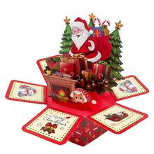 A Highly Creative And Innovative Design Style New Product Santa Claus Pop-Up Hexagonal 3D Greeting Card Ornament, Suitable For Christmas Series
