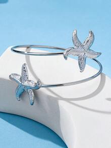 1 Stück modischer, lässiger Armreif mit Seestern, Strandresort Accessoire für Frauen - Silber - Übersicht 3
