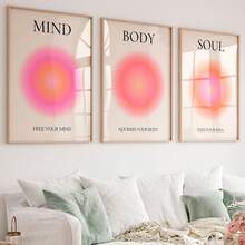 3 tranh canvas nghệ thuật năng lượng tâm linh, tranh in năng lượng tâm linh gradient, tranh phong cách Zen, trang trí thẩm mỹ Y2K, thích hợp để trang trí phòng ngủ, phòng khách hoặc ký túc xá, không khung. - Nhiều màu - Xem 1