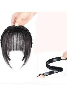 1件装无缝防滑合成假发，带刘海发带，适合女性，遮盖发际线和白发，自然隐形超薄刘海假发发带，发箍，发圈，女士发饰，秋季穿搭发带 - 彩色 - 查看 10