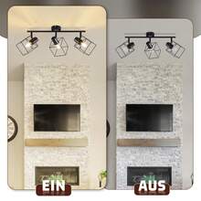 Glitzerlife Ceiling Spotlight Ceiling Lamp Black - E14 Ceiling Light 350° Swivel Ceiling Spots Vintage Metal Spotlights Living Room Lamp For Bedroom Hallway Kitchen - Without Bulb - 3 火焰 - 查看 6