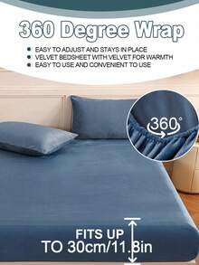 Bộ ga trải giường nhung xanh 2/3 chiếc, mềm mại ấm áp, trơn mịn, kích thước King Queen, Twin, ga trải giường siêu mềm mại sang trọng, thoải mái, có túi sâu 11,8 inch, thích hợp cho mùa thu đông và xuân. 1 ga trải giường + 1/2 vỏ gối. Bộ đồ giường cho trẻ em. Bộ đồ giường cho trường học. - Màu xanh bụi bặm - Xem 4