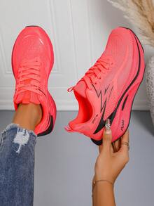 2025 Nuevos zapatos deportivos ligeros y transpirables para mujer - Diseño naranja rojo, suela de amortiguación MD, zapatillas de moda de corte bajo para entrenamiento, fitness y uso casual (Talla UE 36-43), zapatos deportivos para mujer, diseño de cierre cómodo y , de alto rendimiento y con estilo, esencial para entusiastas de la salud