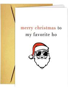 1 张送给女朋友的搞笑圣诞贺卡，送给她的幽默圣诞贺卡，粗俗的圣诞礼物，带信封的圣诞快乐贺卡