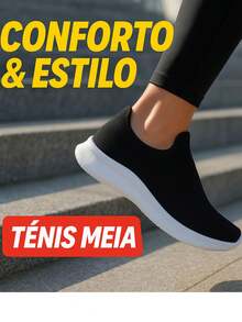 Tênis Casual Feminino Estilo Meia Slip On Super Confortável Leve e Macio para Academia e Esporte