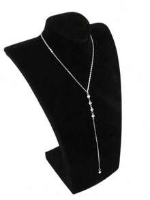 1 件时尚百搭的女士 Y 形水晶吊坠项链，适合日常佩戴和女性节日/婚礼礼物，精致简约的珠宝 - 金色 - 查看 5