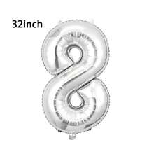 1 个 32/40 英寸银色纯色铝箔数字气球，0-9 大尺寸涤纶数字气球，装饰气球，可重复使用，适用于生日装饰、派对装饰、周年纪念、房间装饰、结婚纪念日、派对用品
