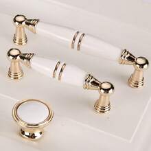 2 Pieces Gold Ceramic Handles Simple Handles Cabinet Drawer Door Handles Zinc Alloy (Size: 1136 K Gold - White Porcelain