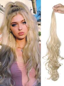 Synthetic Flexible Wrap Around Ponytail Long Wavy Layered Fake Ponytail Hairpiece Extensions For Women Daily Use - Multicolor - View 15