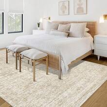Large Washable 6x9 Area Rug: Boho Moroccan Geometric Neutral, Non-Slip Foldable Indoor Floor Carpet For Living Room, Bedroom, Dining Table - Beige, 6X9 - Krem Maroko - View 2