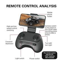 1 件遥控车，1:28 比例 RC 越野怪物卡车，带摄像头和灯光效果，可连接手机控制越野皮卡，全地形 4WD 遥控卡车，2.4GHz 遥控漂移玩具车，是送给男孩和女孩的完美生日礼物，万圣节和圣诞节儿童礼物