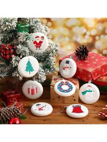 12/24 Pcs 3.15 Inch Christmas Blank White Ball Ornaments Plastic White Matte Flat Discs Christmas Ornaments Xmas Christmas Tree Hanging Ornament Decorations DIY Crafts Painting Drawing